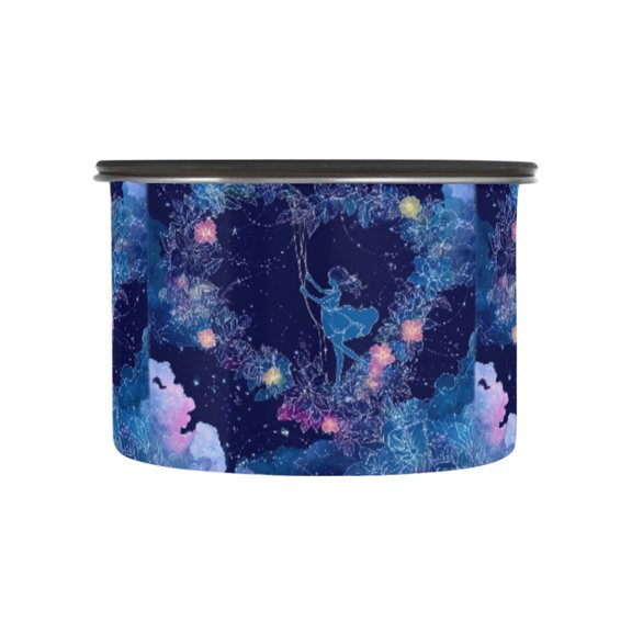 500ml Stainless Steel Food Storage Containers Heart-shaped Flower Crown Airtight Kitchen Canisters with Vacuum Lid for Coffee Tea Flour Sugar Grains