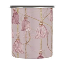 500ml Stainless Steel Food Storage Containers Light Pink Tassels Airtight Kitchen Canisters with Vacuum Lid for Coffee Tea Flour Sugar Grains