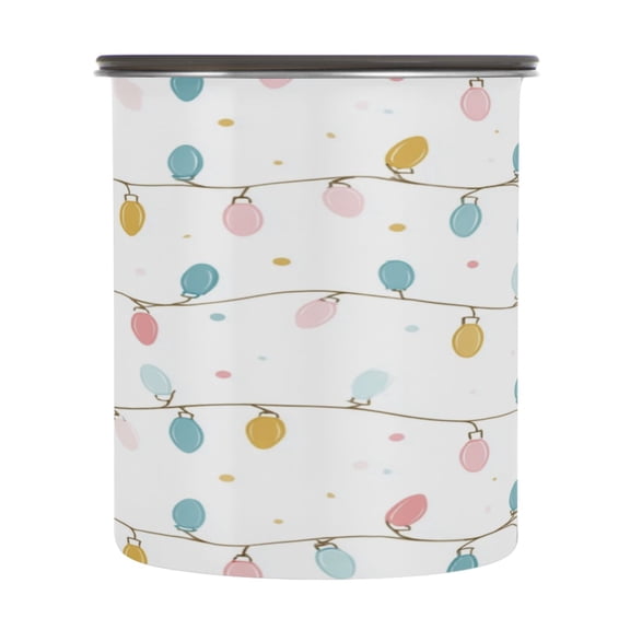 500ml Stainless Steel Food Storage Containers Minimalist Christmas Lights Pattern Airtight Kitchen Canisters with Vacuum Lid for Coffee Tea Flour Sugar Grains