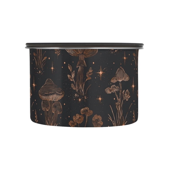 500ml Stainless Steel Food Storage Containers Mushrooms and Glittering Stars Airtight Kitchen Canisters with Vacuum Lid for Coffee Tea Flour Sugar Grains