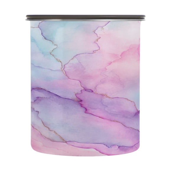 500ml Stainless Steel Food Storage Containers Pastel Pink Marble Texture Airtight Kitchen Canisters with Vacuum Lid for Coffee Tea Flour Sugar Grains