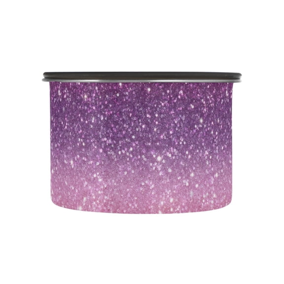 500ml Stainless Steel Food Storage Containers Pink and Purple Glitter Pattern Airtight Kitchen Canisters with Vacuum Lid for Coffee Tea Flour Sugar Grains