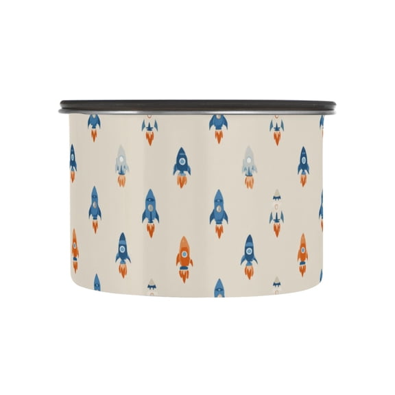 500ml Stainless Steel Food Storage Containers Simple Rocket Ships Pattern Airtight Kitchen Canisters with Vacuum Lid for Coffee Tea Flour Sugar Grains