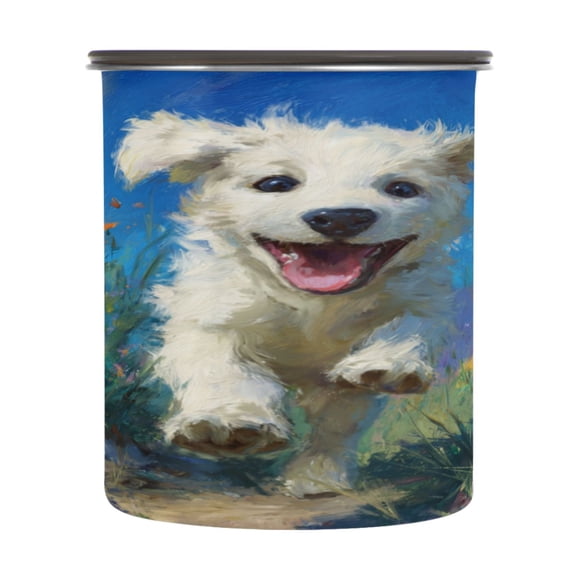 500ml Stainless Steel Food Storage Containers The Dog Is Running Airtight Kitchen Canisters with Vacuum Lid for Coffee Tea Flour Sugar Grains