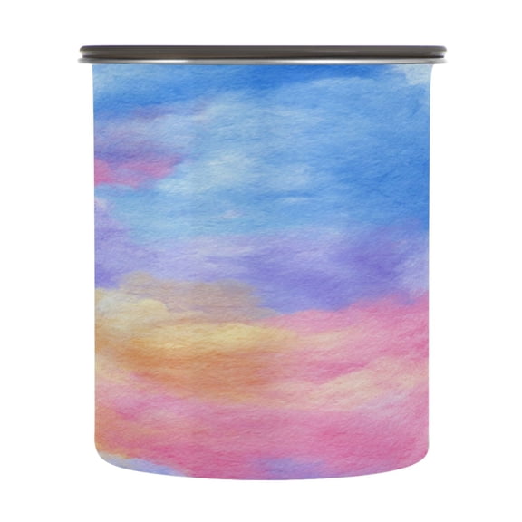 500ml Stainless Steel Food Storage Containers Tie-dye Clouds Pattern Airtight Kitchen Canisters with Vacuum Lid for Coffee Tea Flour Sugar Grains