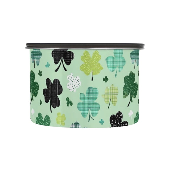 500ml Stainless Steel Food Storage Containers Various Patterns Shamrocks Airtight Kitchen Canisters with Vacuum Lid for Coffee Tea Flour Sugar Grains