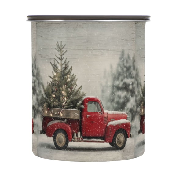 500ml Stainless Steel Food Storage Containers Vintage Red Truck Airtight Kitchen Canisters with Vacuum Lid for Coffee Tea Flour Sugar Grains