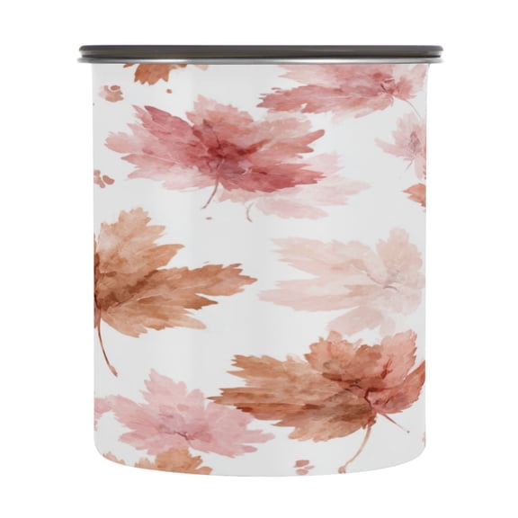 500ml Stainless Steel Food Storage Containers Watercolor Pink Maple Leaves Airtight Kitchen Canisters with Vacuum Lid for Coffee Tea Flour Sugar Grains