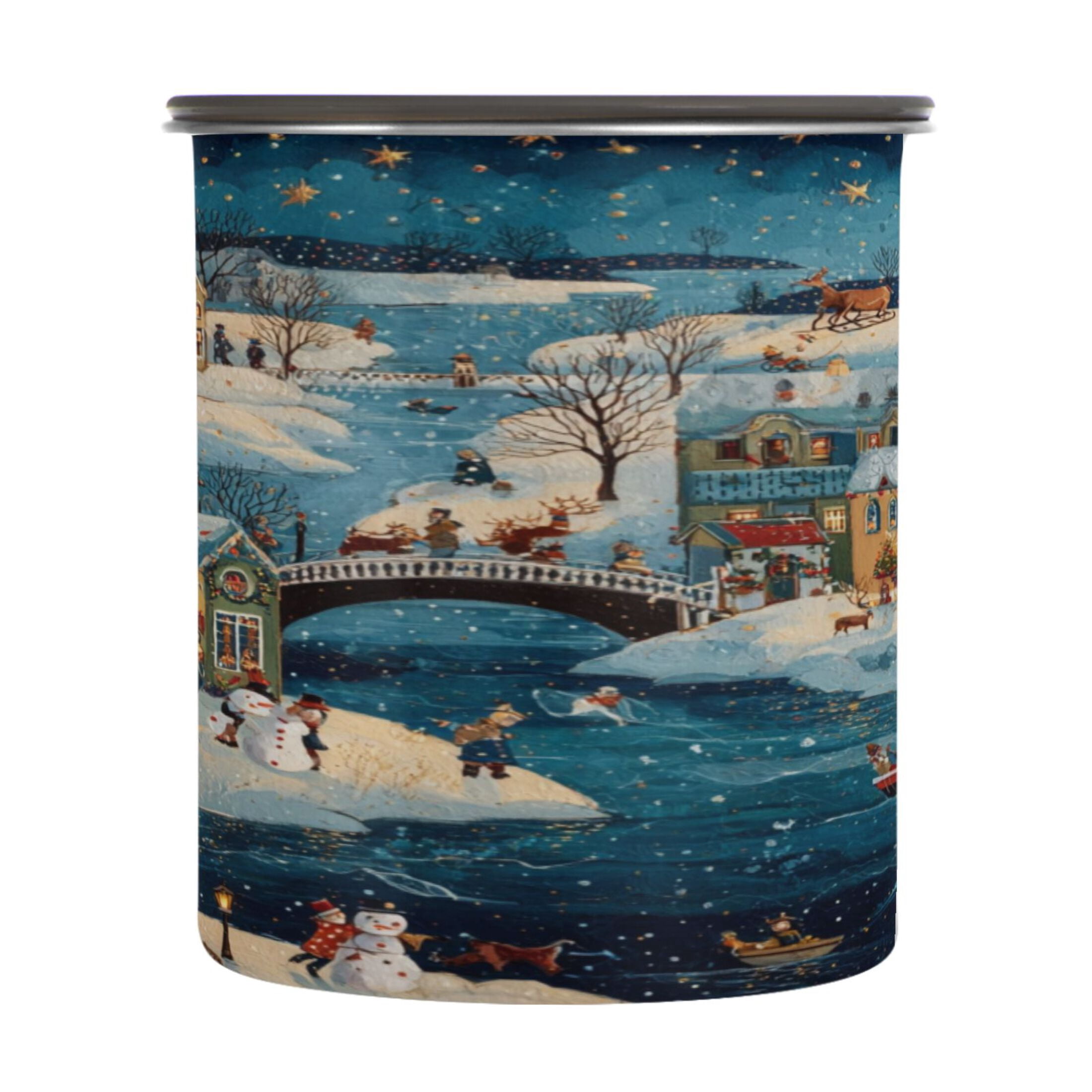 500ml Stainless Steel Food Storage Containers Whimsical Christmas Scene ...