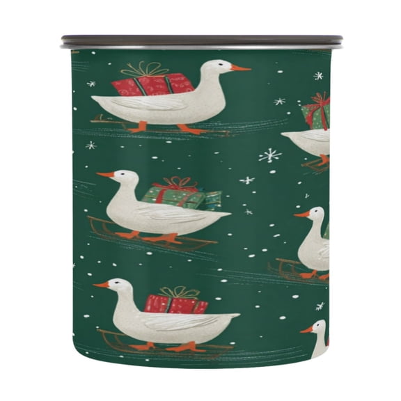 500ml Stainless Steel Food Storage Containers White Goose Carrying Christmas Gift Airtight Kitchen Canisters with Vacuum Lid for Coffee Tea Flour Sugar Grains