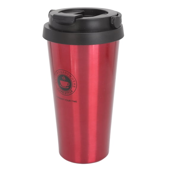 500ml Stainless Steel Insulated Coffee Mug, Portable Travel Cup with Lid for Commuting, Red