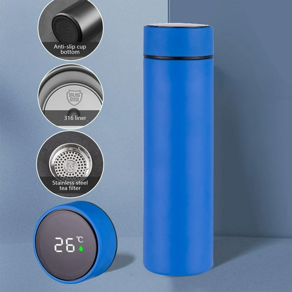 500ml Stainless Steel Temperature Display Travel Mug with Tea Infuser for Office Commute 1-Pack