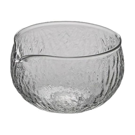 500ml Textured Glass Matcha Bowl with Pouring Spout - Handmade Japanese Style Chawan for Green Tea Salad Porridge and Juice Serving