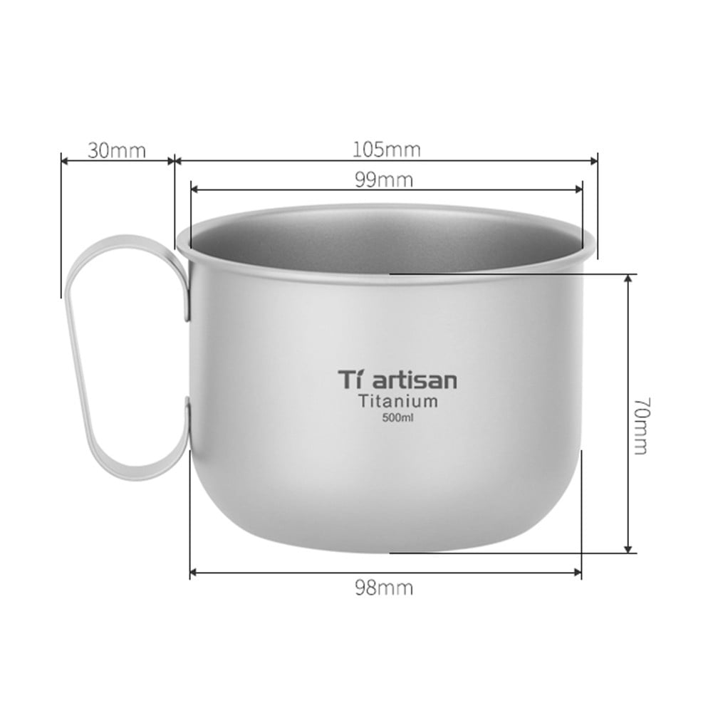 500ml Titanium Water Cup Coffee Mug Tea Cup Outdoor Camping Hiking