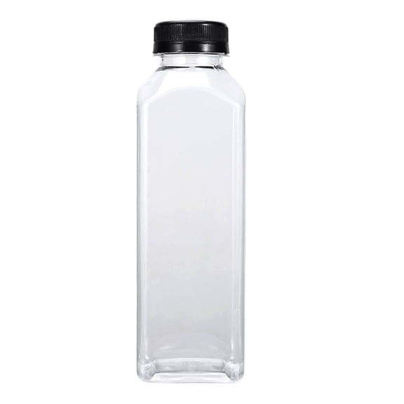500ml Transparent Plastic Drink Bottle, Reusable Square Beverage Container with Lid for Juice, Tea, Milk, Fridge Storage