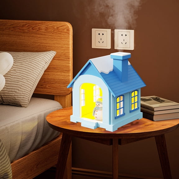500ml USB Humidifier with Night Light - 2-in-1 Cool Mist & Essential Oil Diffuser for Bedroom, Office (5.5 Inch, Auto Shut-Off) Light blue