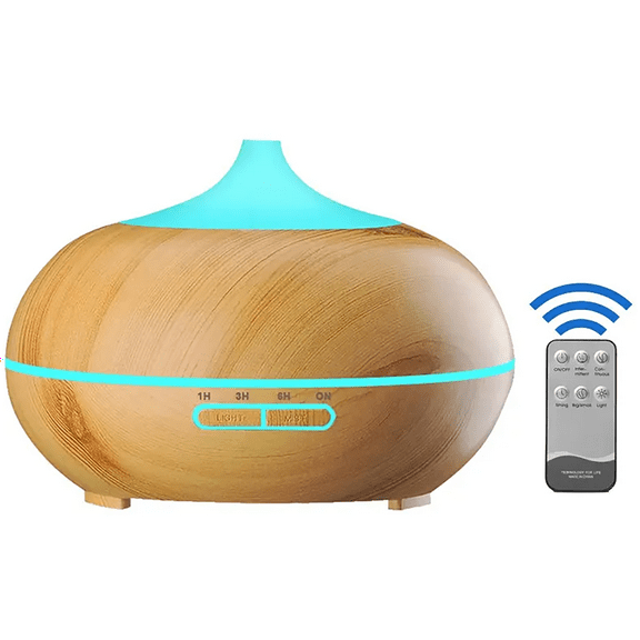 500ml Ultrasonic Humidifier Aroma Diffuser 7 Color Changing Essential Oil Diffuser Automatic Shut-off Mist Humidifier with Remote Controller(US Plug)