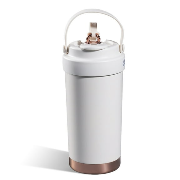 500ml Water Cup with Straw Lid Ceramic Inner Layer Stainless Steel Coffee Mug