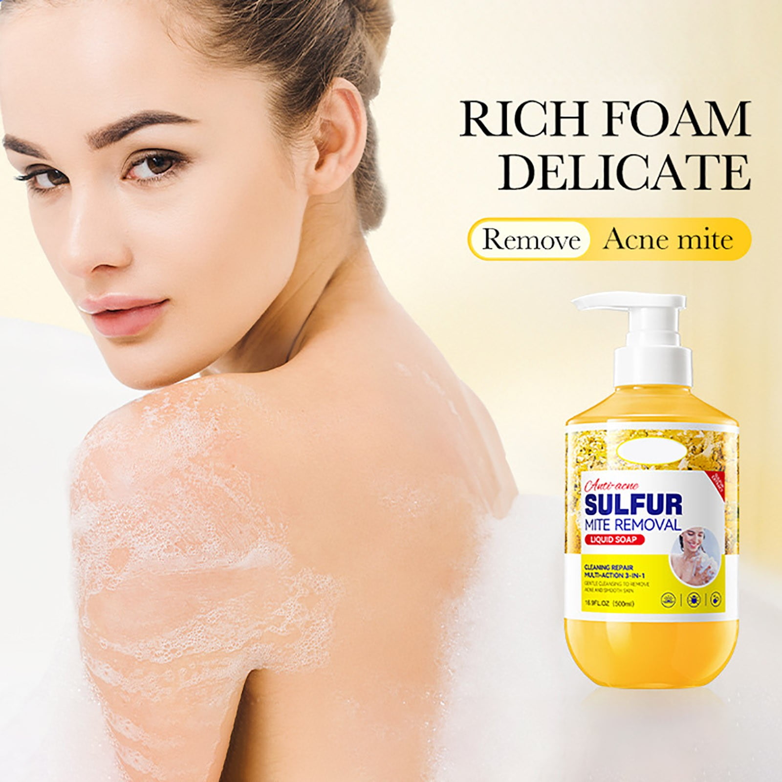 500mlSulfur Body Wash Deep Cleanse & Nourish Skin For Glow Slick Stick