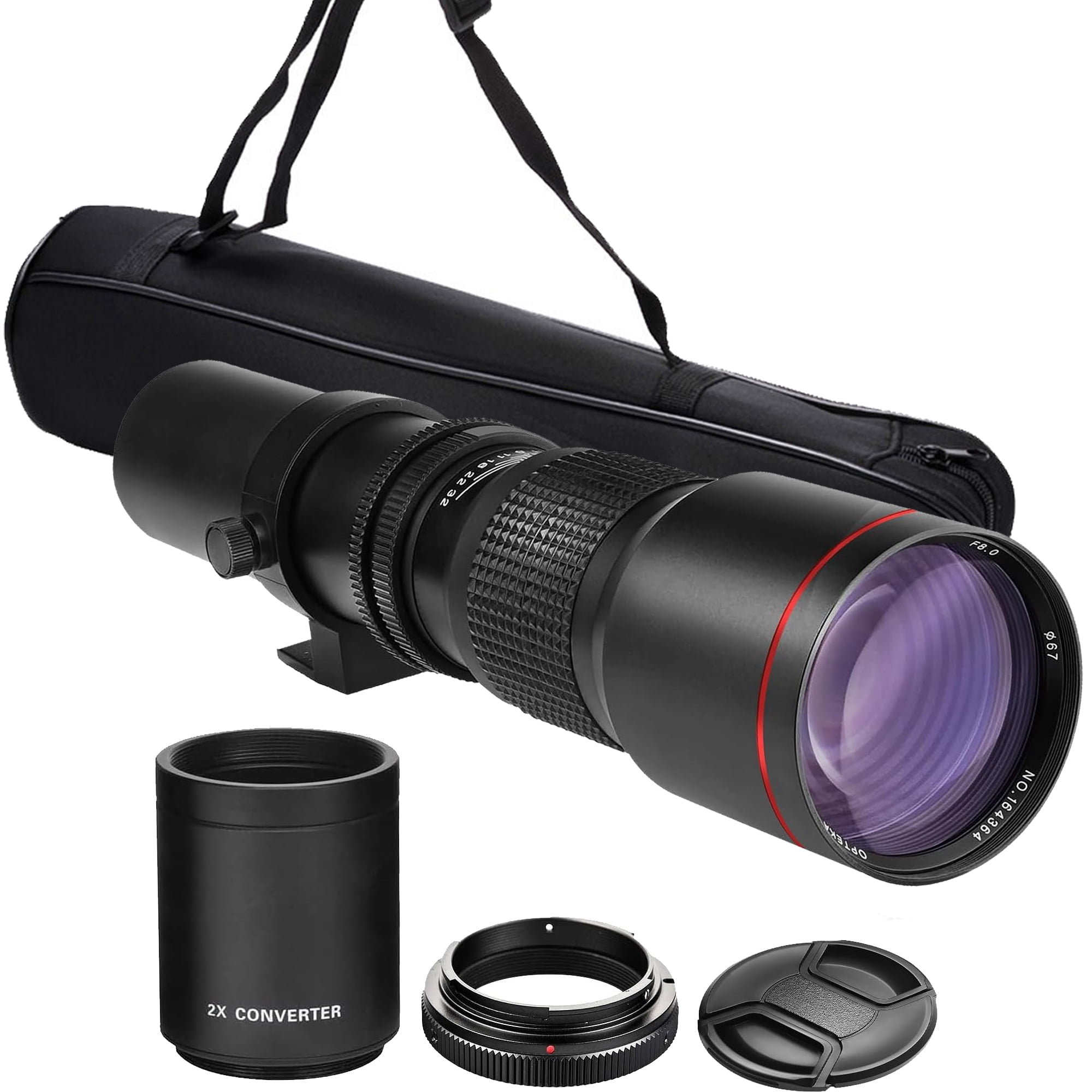 JINTU 500mm-1000mm f/8 Teleobjektiv für Canon EF Objektiv, Manuelles Teleobjektiv-Zoom Objektiv mit T-Ring für Canon EOS Rebel SL2 SL1 T8i T7 T6 4000D 2000D 850D 800D 90D 80D 77D 70D 5D 6D