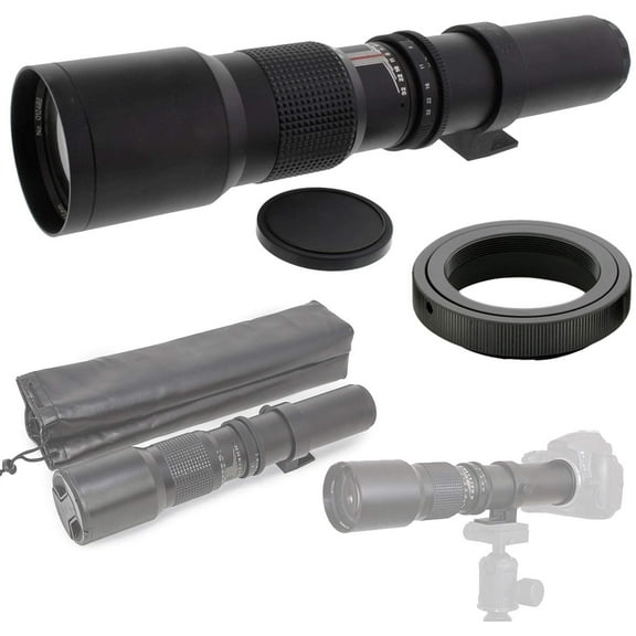 500mm F/8-32 HD Prime Telephoto Lens with Accessories for Panasonic Lumix DMC (GM5, GH4, G7) - Manual Focus, Micro Four Thirds Mount Bundle