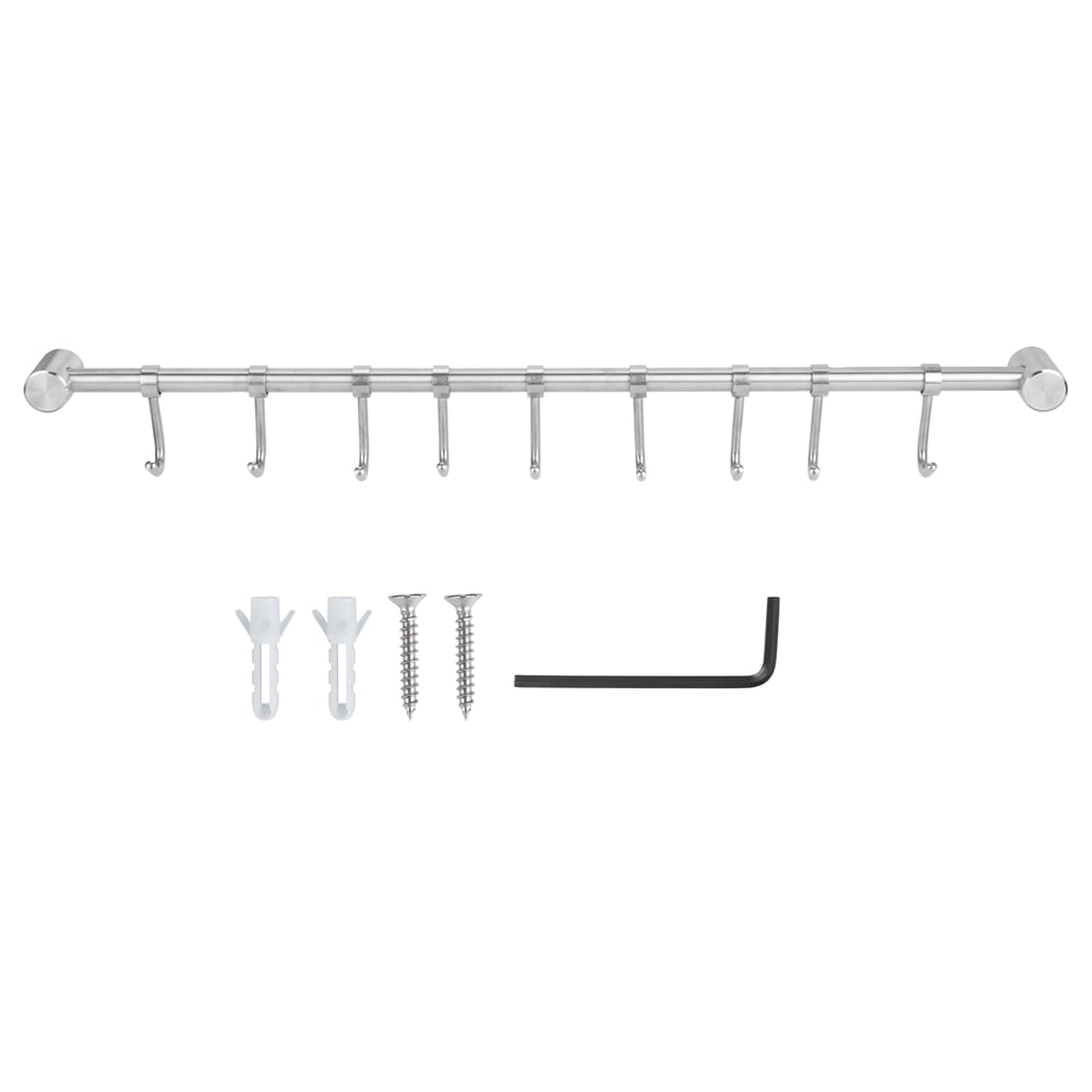 500mm Wall Mounted Coat Rack Coat Hooks Movable Stainless Steel Hook