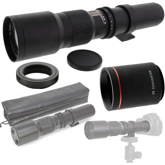500mm (w/ 2X- 1000mm) F/8-32 HD Preset Telephoto Lens for Olympus Micro Four Thirds System Digital SLR Photo Cameras