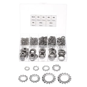500pack External Tooth Star Lock Washers Assortment Kit- for Equipment Fasteners