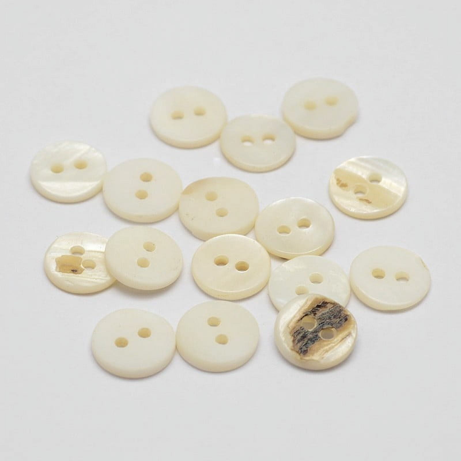 500pc 2-Hole Shell Flat Round Buttons Seashell Color 10x2mm Hole: 1.5mm ...
