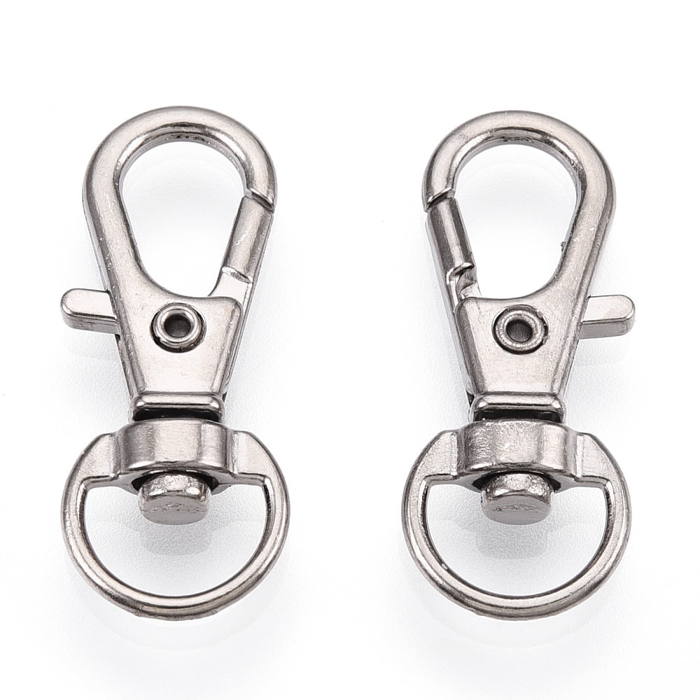 500pc Alloy Swivel Lobster Claw Clasps Swivel Snap Hook Fine Jewelry Findings Cadmium Free & Lead Free Platinum 31x12.5x5.5mm Hole: 5x9mm