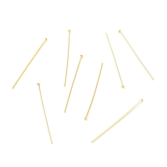 500pc Brass Flat Head Pins Long-Lasting Plated Real 18K Gold Plated 38x0.7mm Head: 2mm
