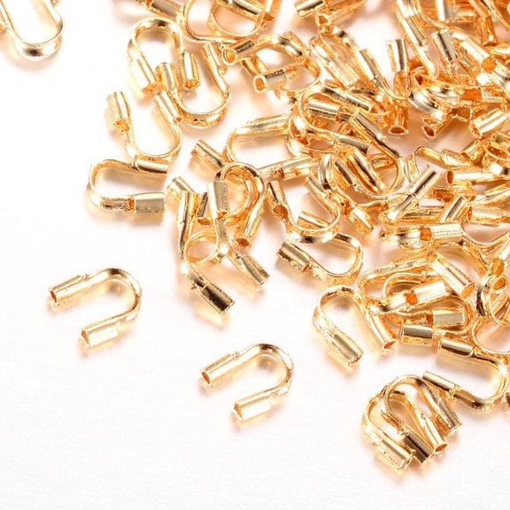 500pc Brass Wire Guardian Nickel Free Real 18K Gold Plated 4.5x4x1mm Hole: 0.5mm
