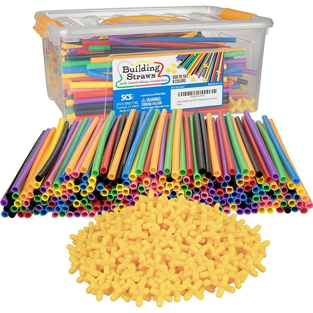 500pc Building Straws & Connectors Set for Kids Includes 7 Plus