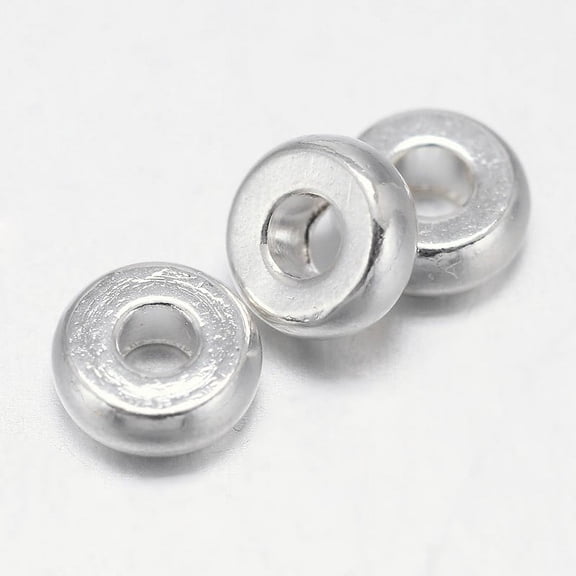 500pc Flat Round Brass Spacer Beads Silver Color Plated 5x2mm Hole: 2mmDIY