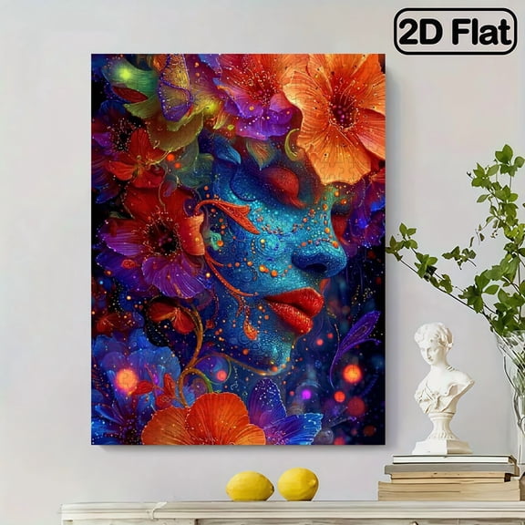 500pc Fun puzzle,frameless paper puzzle, mental exercise,suitable for family games during holidays. The best gift for puzzle enthusiasts.A strange woman with flowers on her face.