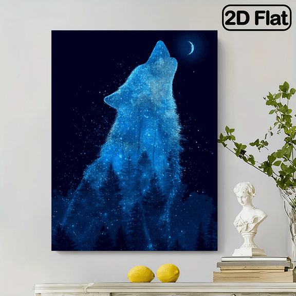 500pc Fun puzzle,frameless paper puzzle, mental exercise,suitable for family games during holidays. The best gift for puzzle enthusiasts.Dusk, wolf, forest.