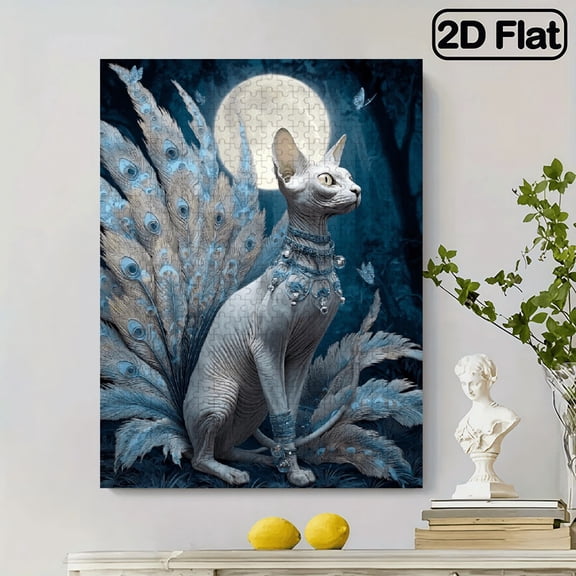 500pc Fun puzzle,frameless paper puzzle, mental exercise,suitable for family games during holidays. The best gift for puzzle enthusiasts.The Koenigsegg cat with multiple tails.