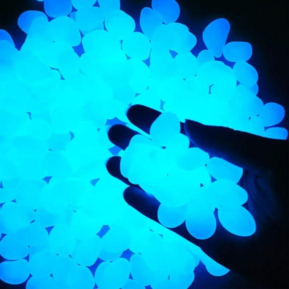 500pc Glowing Rocks for Garden Outdoor Luminous Stone Glow Stones Glow in The Dark Pebbles Outdoor for Walkway Backyard Pathway Lawn Potted Plant Flower Decor,White