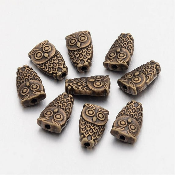 500pc Metal Alloy Beads Cadmium Free & Nickel Free & Lead Free Bronze Owl 6x10.5x2.5mm Hole: 1mm