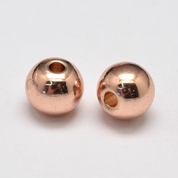 500pc Rack Plating Brass Round Spacer Beads Cadmium Free & Lead Free Rose Gold 3mm Hole: 1mm