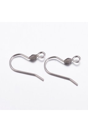 500pc Tarnish Resistant 304 Stainless Steel Earring Hooks with Horizontal Loop Stainless Steel Color 15.5x15x2mm Hole: 2mm 19 Gauge Pin: 0.9mm