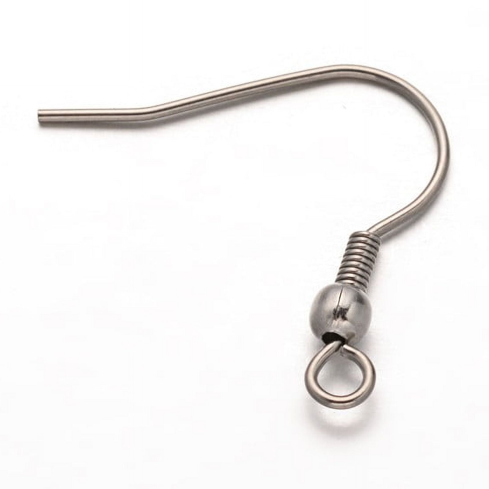 500pc Resistant 304 Stainless Steel Earring Hooks with Horizontal Loop Stainless Steel Color 20x20.5x3mm Hole: 1.5mm 20 Gauge Pin: 0.8mm