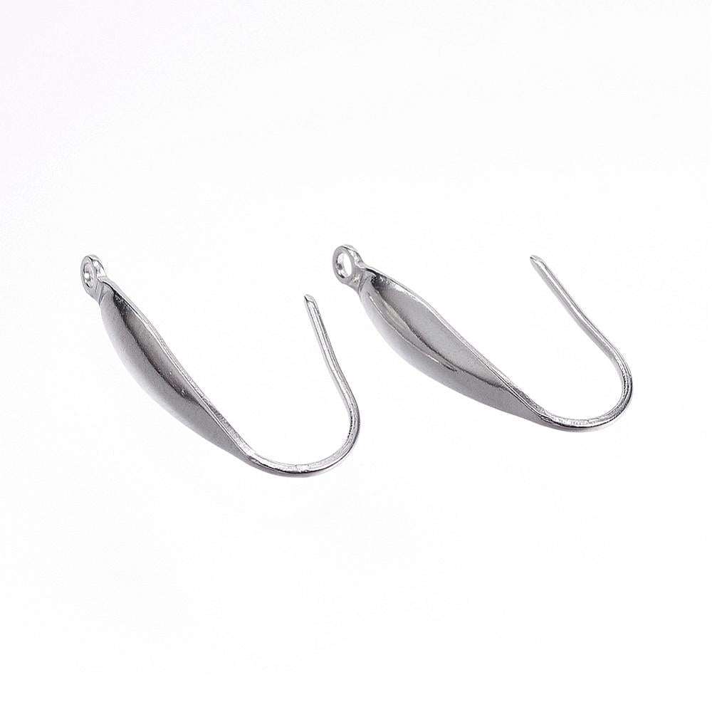 500pc Resistant 316 Surgical Stainless Steel Earring Hooks with Vertical Loop Stainless Steel Color 20x10x4.5mm Hole: 1.2mm Pin: 0.57mm