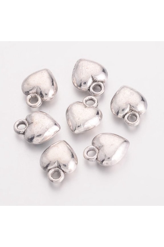 500pc Valentine Day Ideas for Her Tibetan Style Alloy Charms Lead Free Cadmium Free and Nickel Free Heart Antique Silver 11.5mm long 9mm wide 4.5mm thick hole: 1.5mm