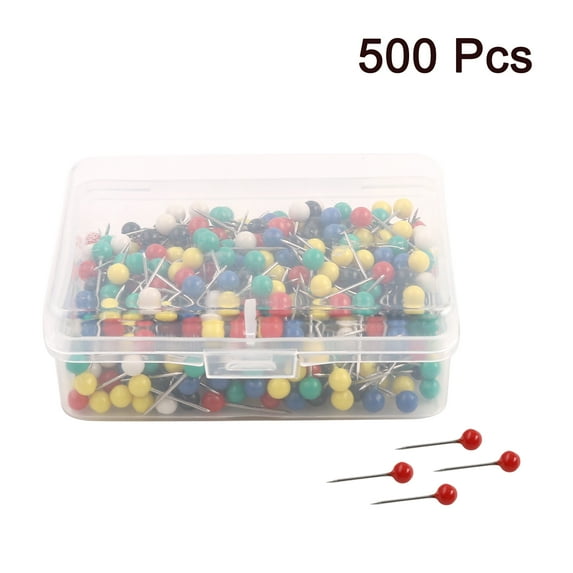 500pcs 1/8 Inch Push Pins Round Head Thumb Tacks for Home Office Cork Boards Map Note Picture Hanging Assorted Color