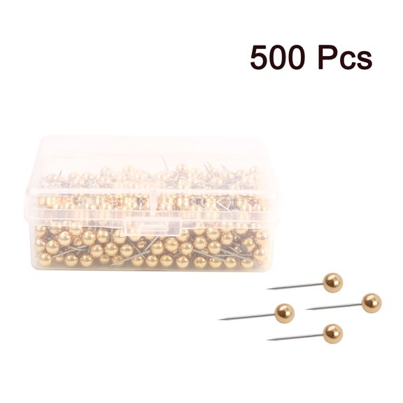500pcs 1/8 Inch Push Pins Round Head Thumb Tacks for Home Office Cork Boards Map Note Picture Hanging Gold Tone