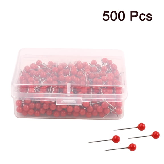 500pcs 1/8 Inch Push Pins Round Head Thumb Tacks for Home Office Cork Boards Map Note Picture Hanging Red