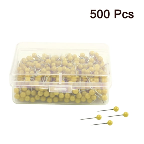 500pcs 1/8 Inch Push Pins Round Head Thumb Tacks for Home Office Cork Boards Map Note Picture Hanging Yellow