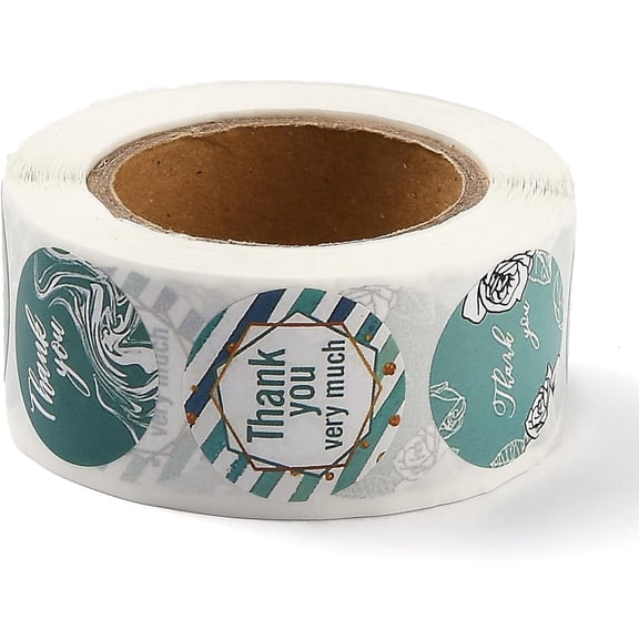 500pcs 1 Inch Thank You Stickers Self Adhesive Round Labels for Envelopes Mailers and Bags Medium Turquoise 2.5cm