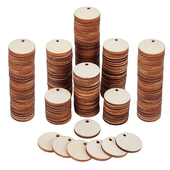500pcs 1 inch Unfinished Blank Wood Circle Pendants Flat Round Wood Pendants Round Disc Wooden Pieces DIY